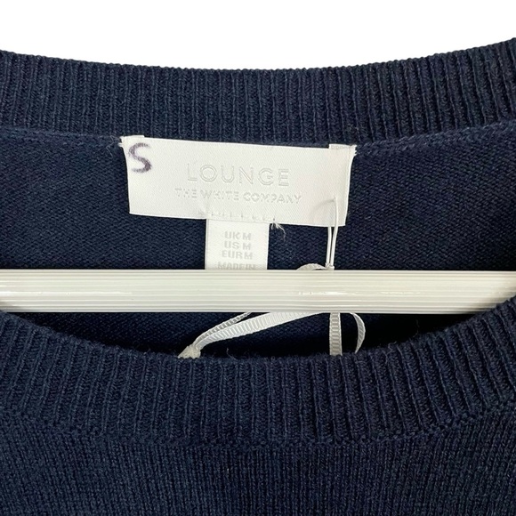 The White Company Tie Waist Lounge Sweater with Cashmere Wool Navy Blue NWT - Picture 9 of 15